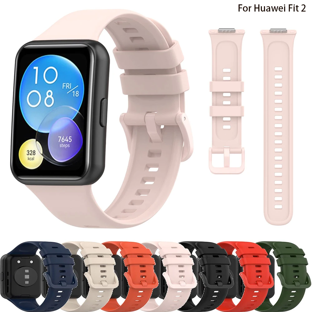 สายนาฬิกาสำหรับ HUAWEI WATCH พอดีกับ2สายนาฬิกาสมาร์ทวอทช์หัวเข็มขัดโลหะซิลิโคนกีฬาอะไหล่สายรัดข้อมือ fit2 Correa