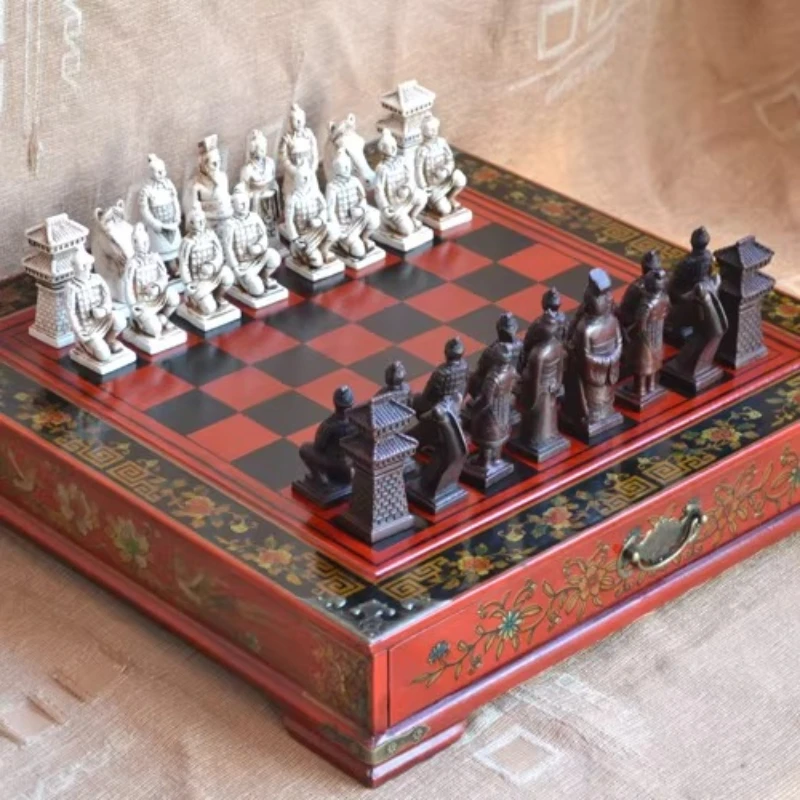 

Chess retro terracotta warriors three-dimensional chess entertainment Ming and Qing desktop chessboard
