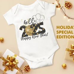 Hello 2025 Inant Romper New Year Baby Gift Toddler Short Sleeve Jumpsuit Boys Girls Clothes Newbron Shower Present