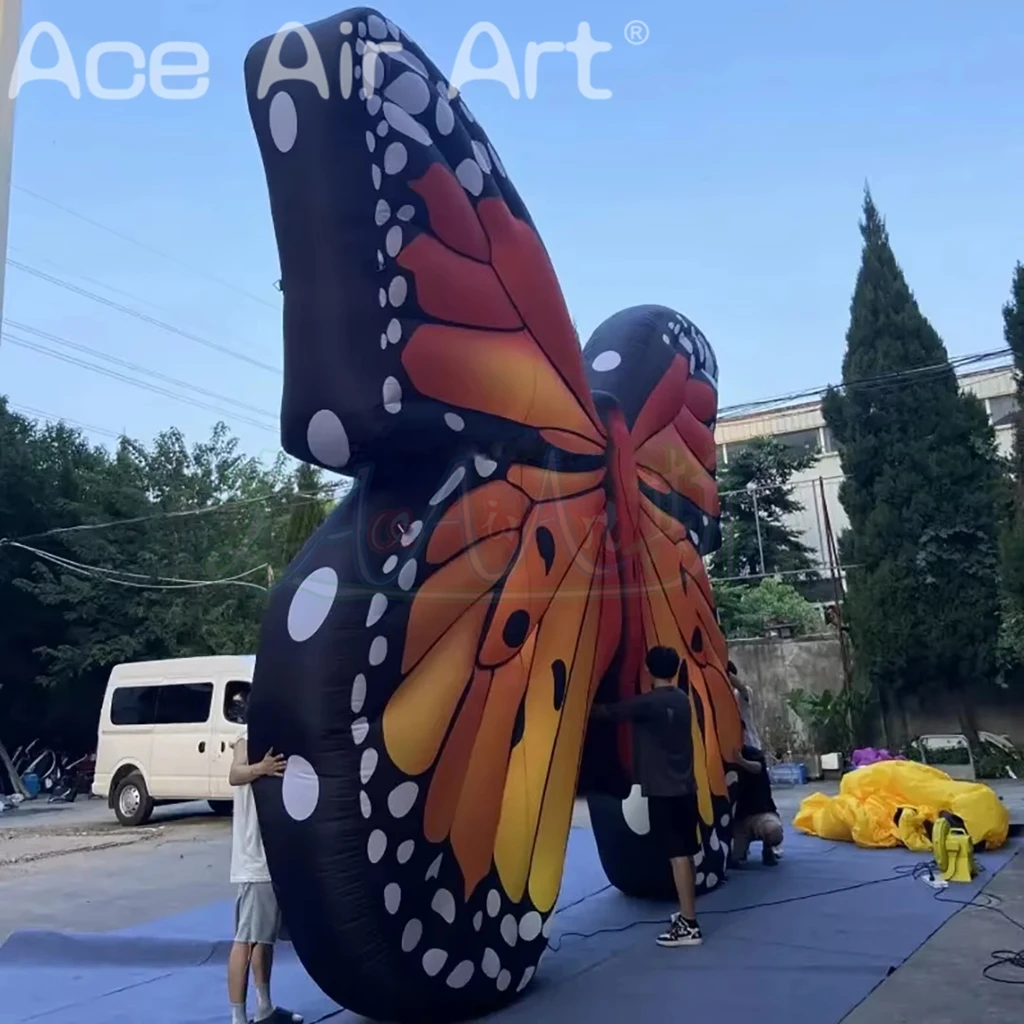 Mariposa inflable gigante personalizada para actuaciones escénicas de festivales para decoración de exhibición publicitaria