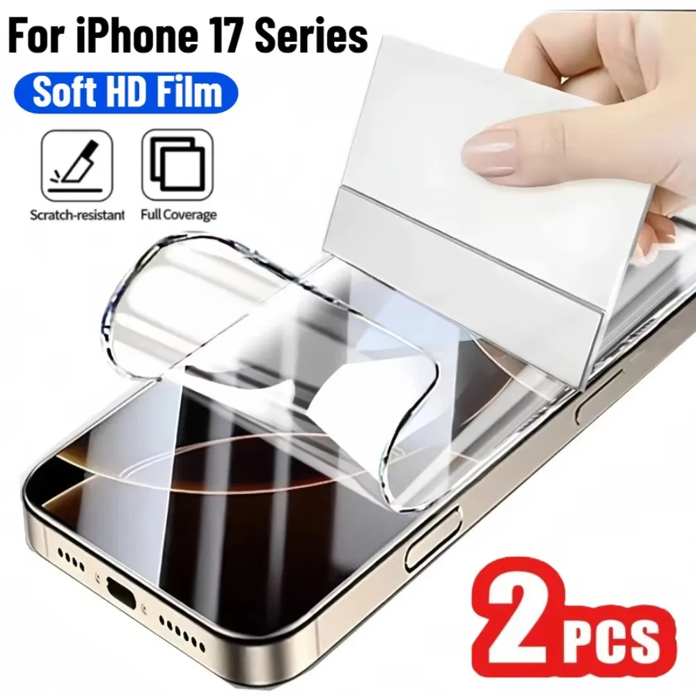 2Pcs For iPhone 17 Pro Max Air Screen Protector Soft Hydrogel Film Full Coverage HD Protective Film Not Glass For iPhone 17pro