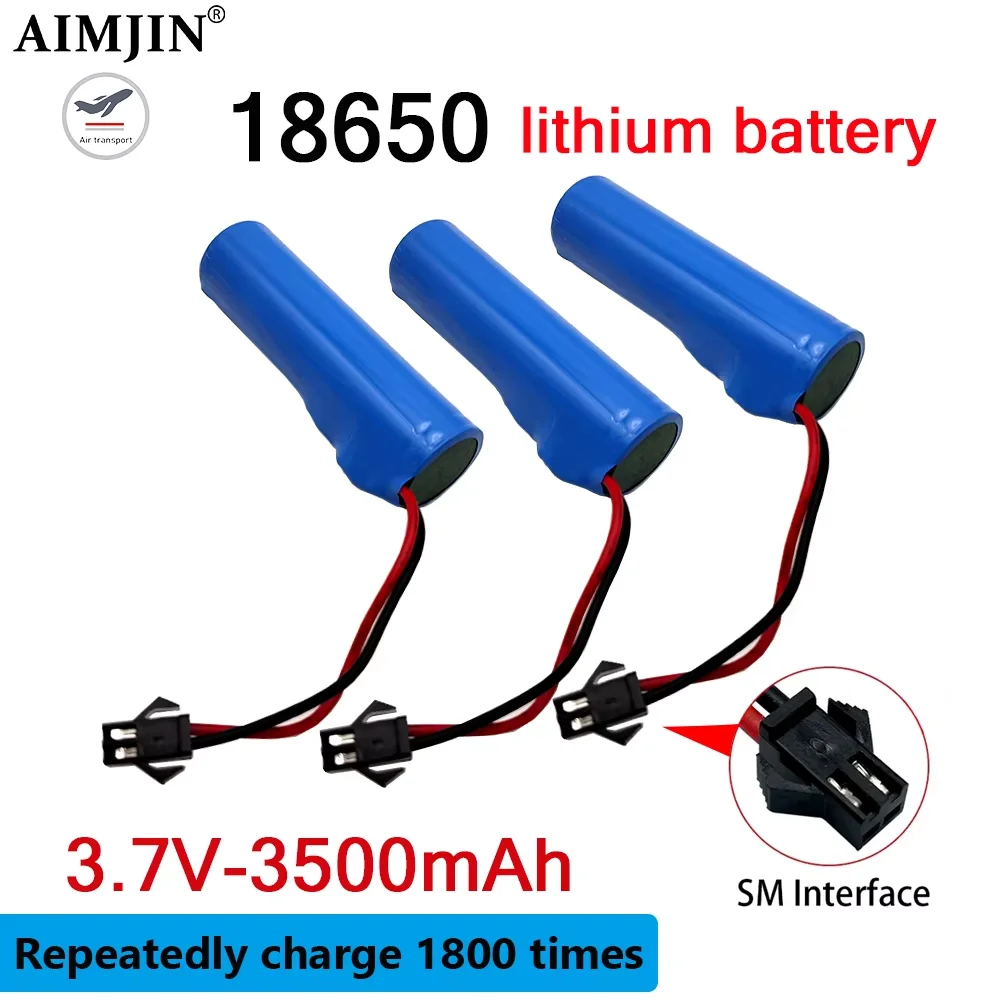 3.7V 3500mAh 18650 1S Li-ion Battery pack  For Toys Car SM-2P Plug Boat Car Water soft Gun Battery Parts