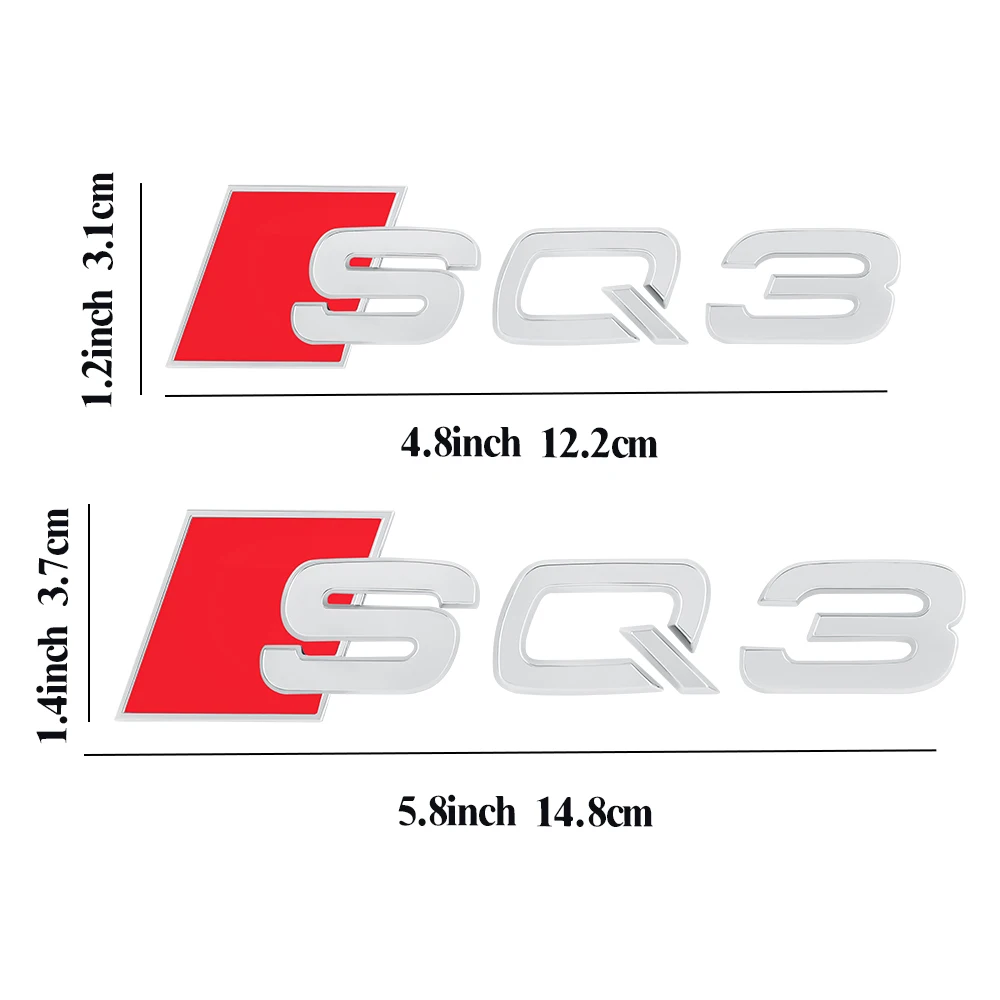 3D ABS SQ3 SQ5 SQ7 Emblema Emblema do carro, Etiqueta do tronco do corpo, Acessórios de decoração para Audi A4 B8 B6 B9 B7 A3 8P 8V 8L A6 C7 C6 C5 Q5