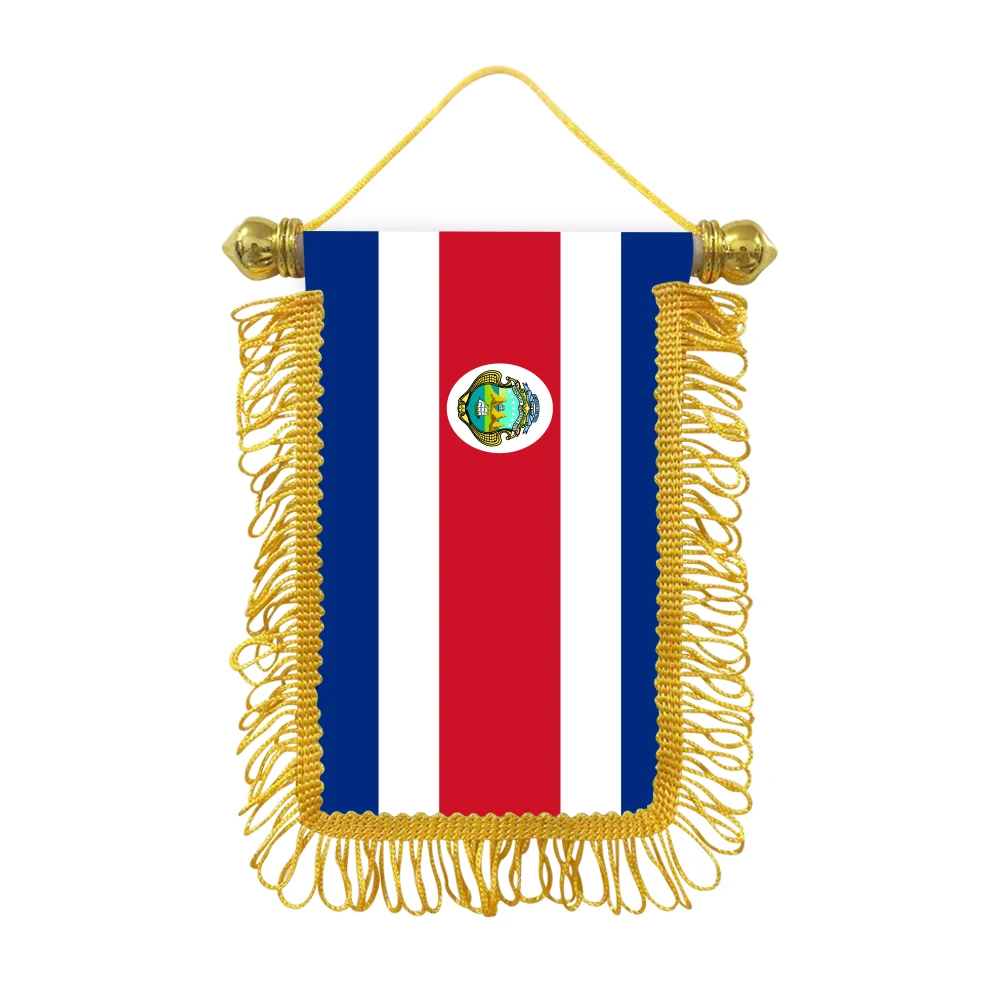 Costa Rica small hanging flag 10x15cm triangular flag car decoration hanging flag double-sided pattern with suction cup