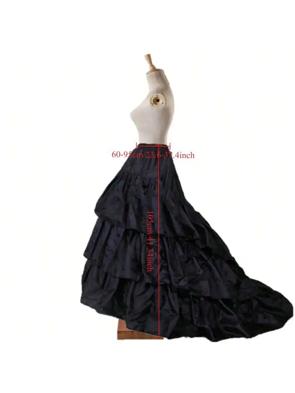 Schwarzer Hoop Langer Petticoat Krinoline Ballkleid Rock Unterrock Hochzeitsaccessoires – Detail 8