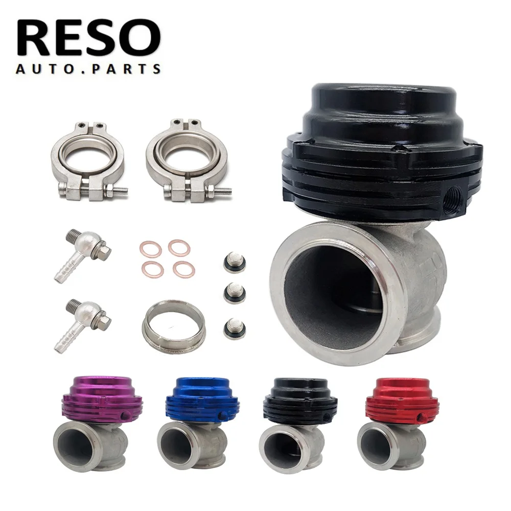 RESO--Universal 38mm Turbo External Wastegate MVS With Logo V-Band Flange Springs Waste Gate For Supercharge Turbo Manifold