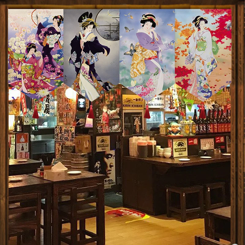 Customizable Japanese Short Curtain Hanging Flag Privacy Partition for Porch Bedroom Living Room Izakaya Cafe Shop Home Wall Dec