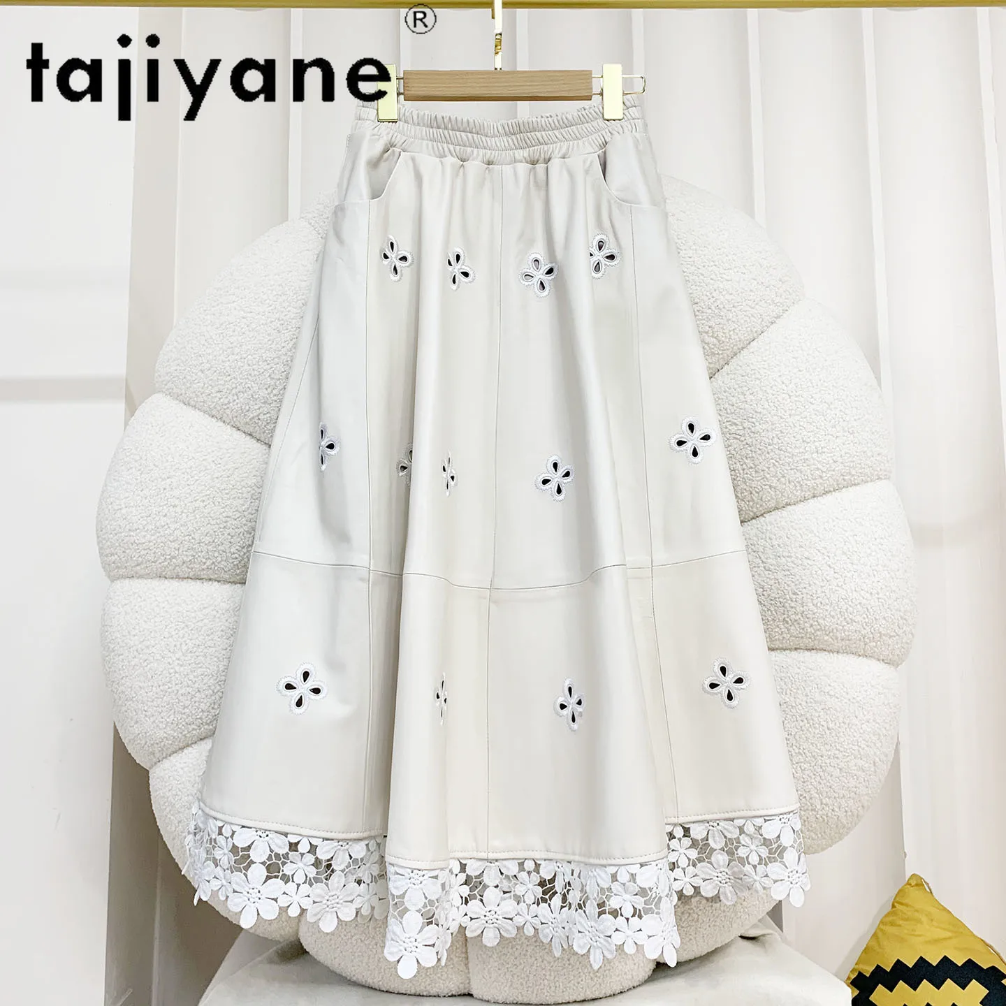 TAJIYANE 100% Top-grain Sheepskin Skirts for Woman High Quality Genuine Leather Long Skirt Women Autumn Clothes 2025 юбка