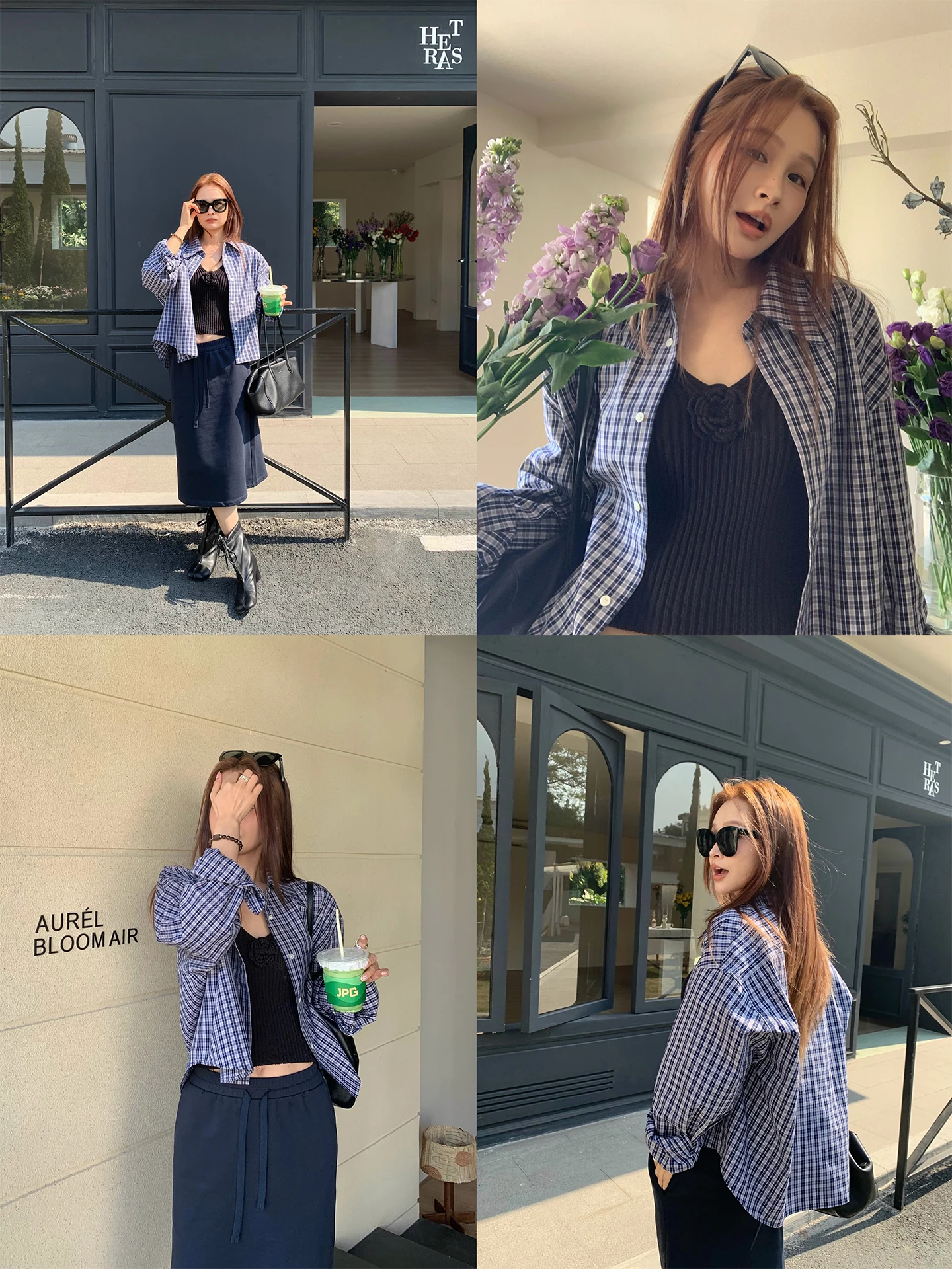 

Bluetique 2 Удобная клетчатая рубашка для ранней весны, повседневная, приталенного кроя, из хлопка, с длинными рукавами, женская, на молнии