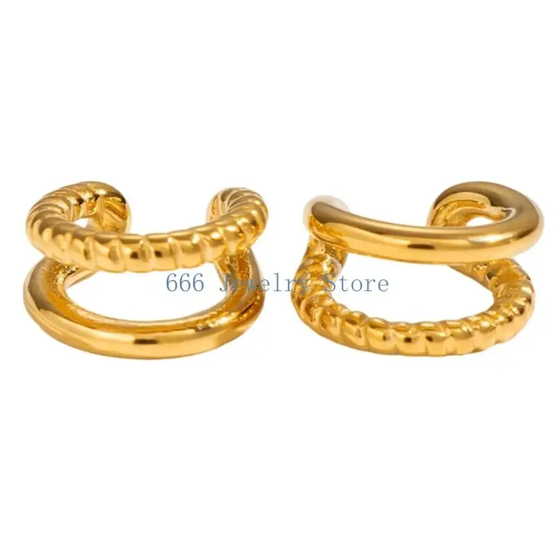 F2TD Outer Ear Clip-On Ear Cuff Earrings, No Piercing Jewelry Pair for Daily Looks, Casual Outings and Easy Commutes