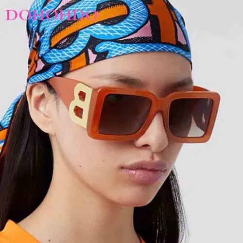 Imagen 2 del producto Gafas de sol cuadradas con diseño de marca de lujo para hombre y mujer, anteojos de sol femeninos, Retro, clásicos, de verano, con protección solar, UV400