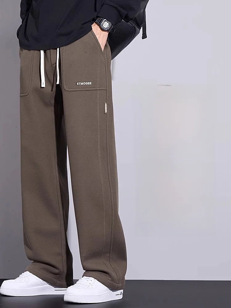 

Tongxianen, мужские повседневные прямые широкие брюки, свободная рабочая одежда, спортивные штаны в стиле ретро, американский Sle, осень-зима, новинка...