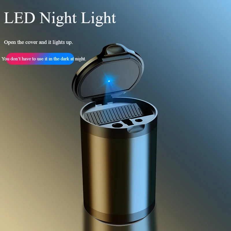 

Portable Smokeless Car Ashtray with Detachable Designs LED Light Windproof Car Ashtray ABS Retardant Cigarette