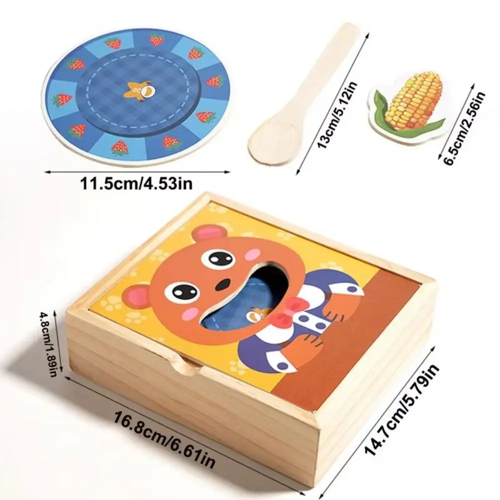 Food Feeding Simulation Feeding Game Simulation Role Play Bear Pretend Food Set Spoon Early Education Wooden Feeding Toy