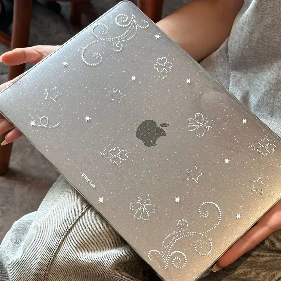 Butterfly Star Dot Shining Glitter Laptop Case For Macbook Air 13.6 M4 NEO 15 M3 Hard Cover For Mac Book Pro 13 M1M2 14 M4 M5 16