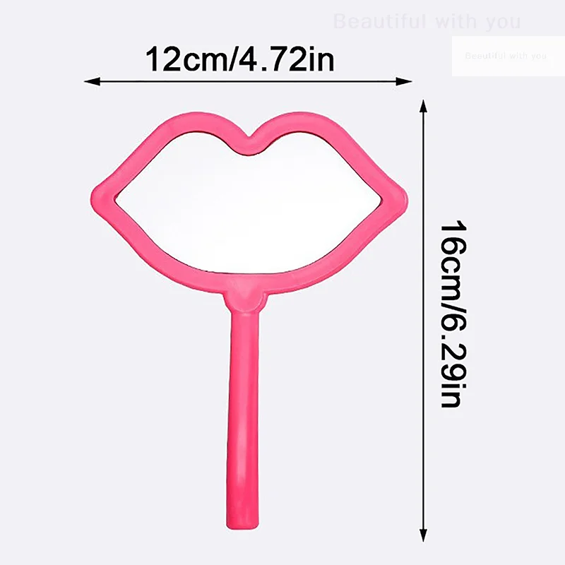 Eyelash Extension Handheld Makeup Mirror Lip Shape Makeup Vanity Mirror With Handle Hand Mirror SPA Salon Compact Mirrors