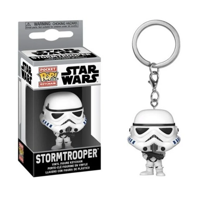 Hot Funko POP Star Wars Mandalorian Darth Vader Keychain PVC Figure Key Ring Collectible Model Toy Kids Birthday Gift view 3