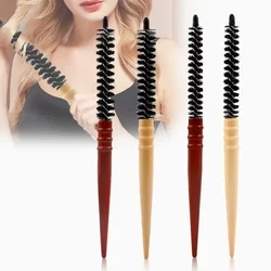 Cepillo de pelo profesional pequeño, peine de rollo de peluquería, peine de madera para cabello rizado esponjoso, herramienta de peluquería