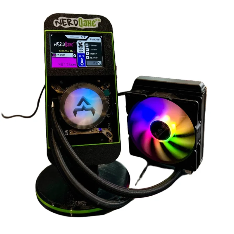 Ultimo Bitaxe NerdQaxe++Bitcoin miner hash rate 4.8Th/s Silent Black raffreddato ad acqua