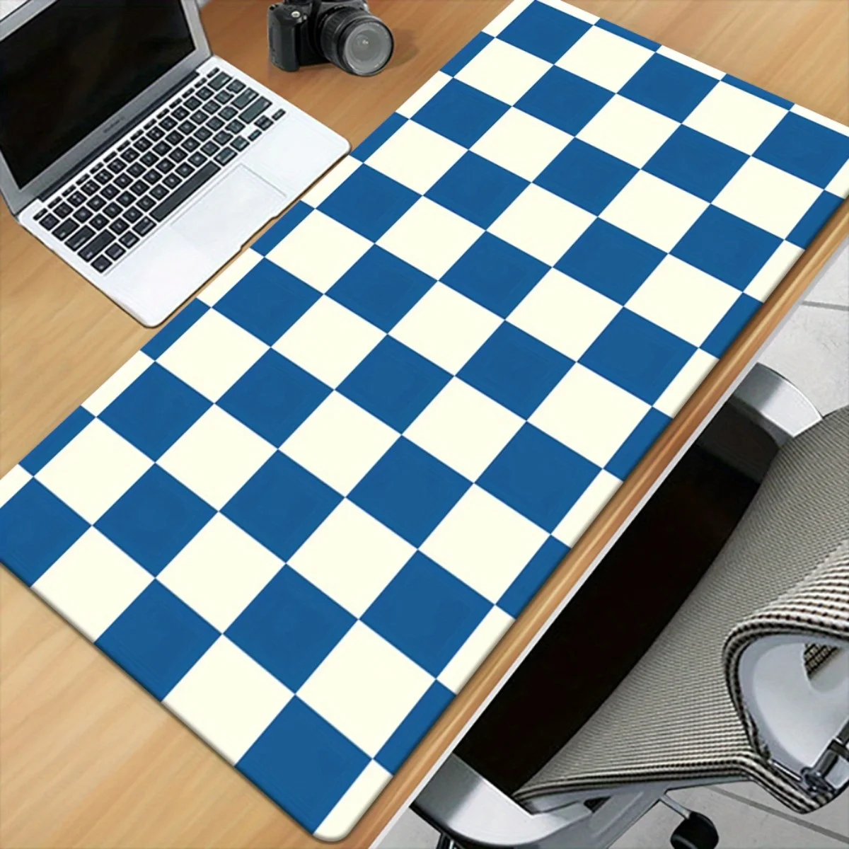 

XXL Blue-White Checkerboard Desk Mat Smooth Multi-Functional Surface & Non-Slip Base Ideal for Gaming Use with Gift-Ready Style