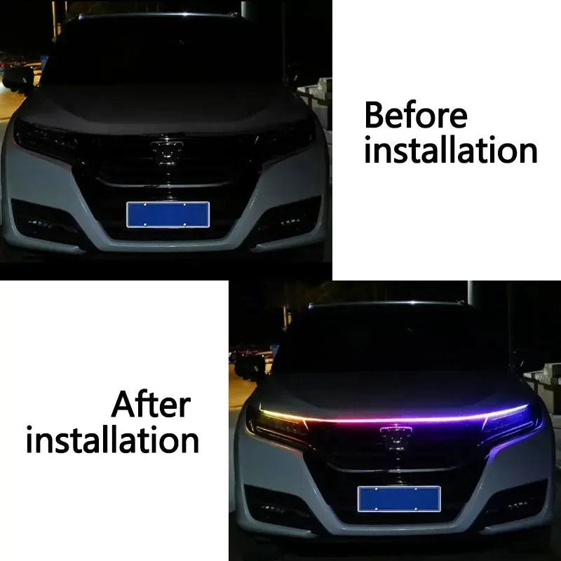 120/150/180cm Car Hood Decorative Light APP Remote Control RGB Led Colorful Car Headlight Strip 12v Universal for UTV ATV DRL - view 3