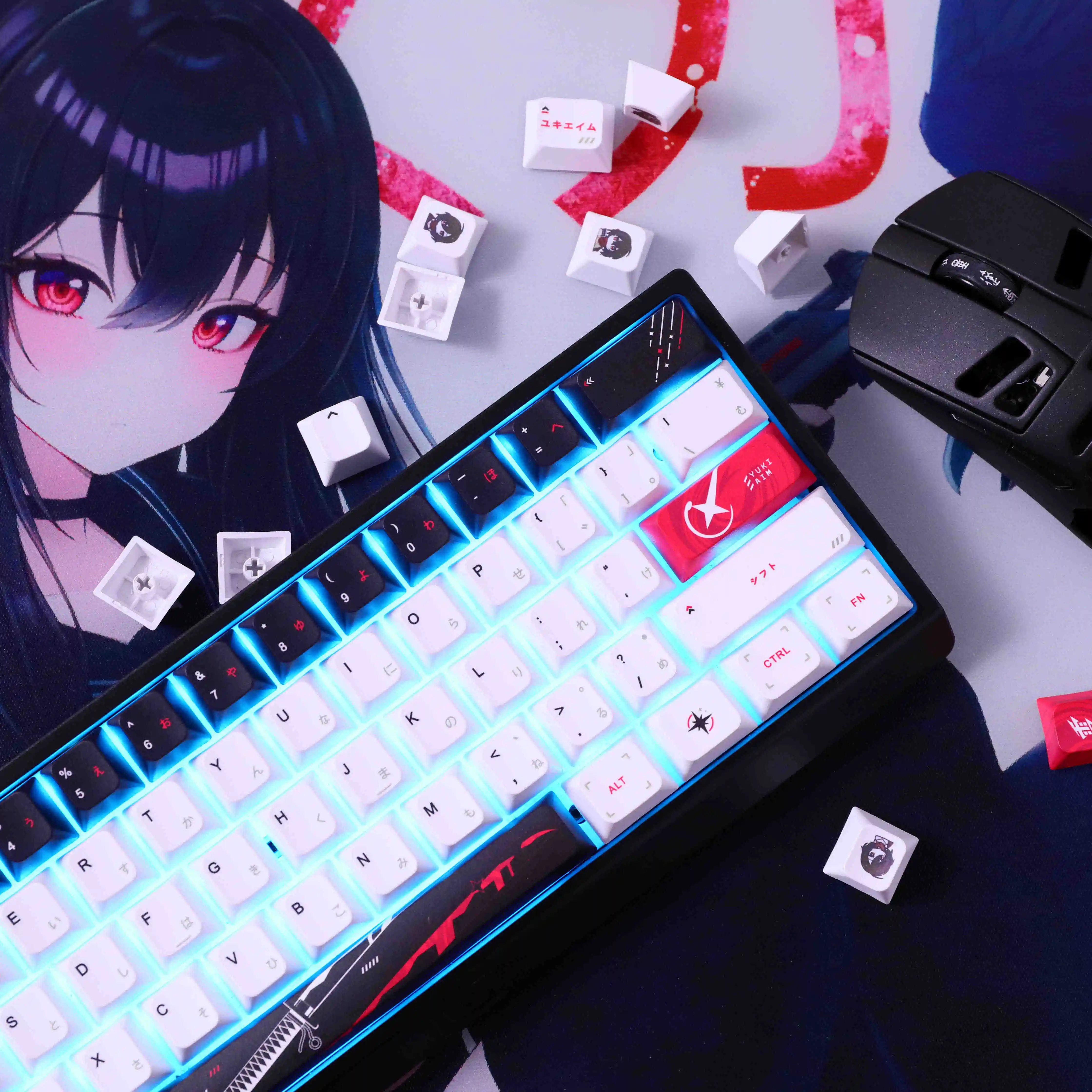 

Yuki Aim Keycaps Set PBT Five-Sided Sublimation Anime Keyboard Caps Custom MX Switches Keycaps for Mechanical Keyboard Gift