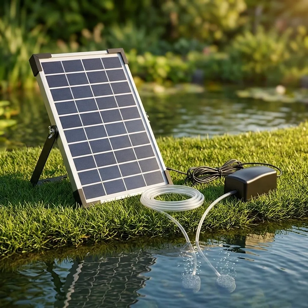 5W Solar Powered Oxygen for Home Aquariums Outdoor Fishing Trips and Small Pond Maintenance No Battery Required