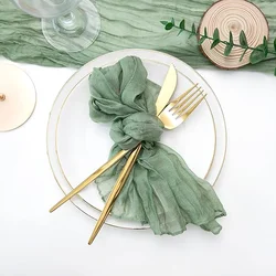 60Pcs 50x50cm Sage Green Napkins Boho Gauze Serving Table Decor Dinner Towel Cocktail For Wedding Thanksgiving Easter Decoration