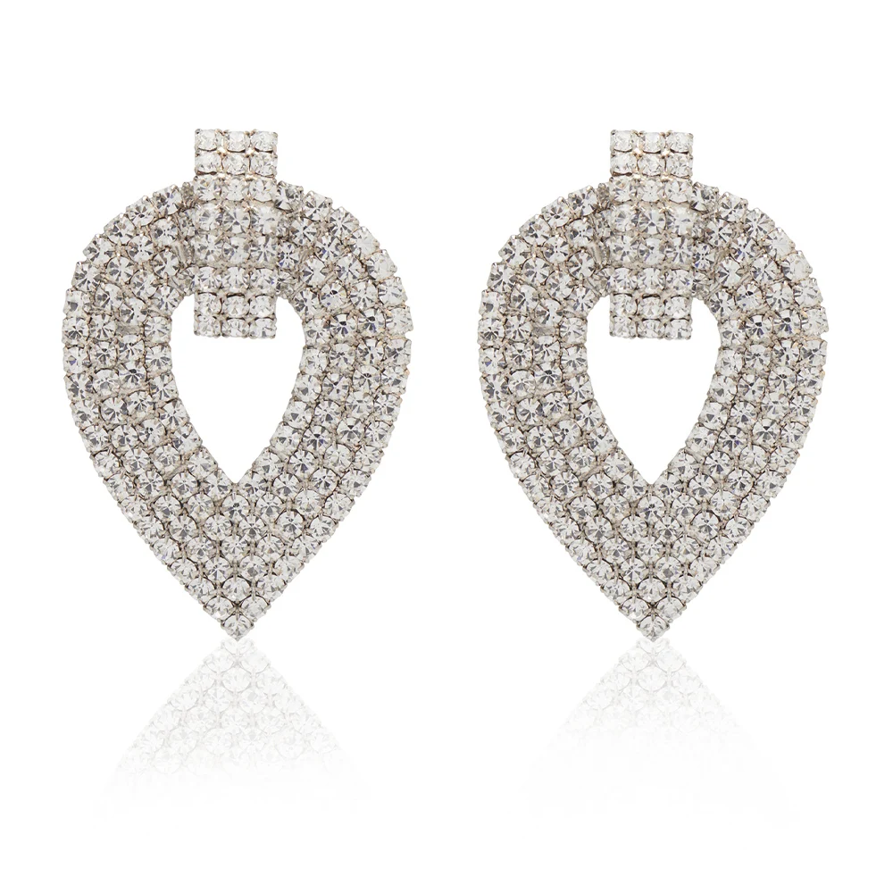Stonefans Pink Crystal Leaf Ear Clip Earrings No Pierced for Women Elegant Jewelry Hollow Rhinestone Clip Earrings Bridal Gift