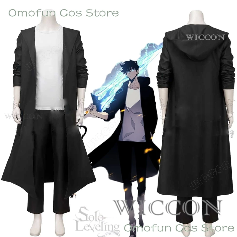 Anime Solo Sung Jinwoo Leveling Knight Killer Sung Jin-woo Cosplay Clothes Costume Wig Shun Mizushino Trench Coat Halloween Cos