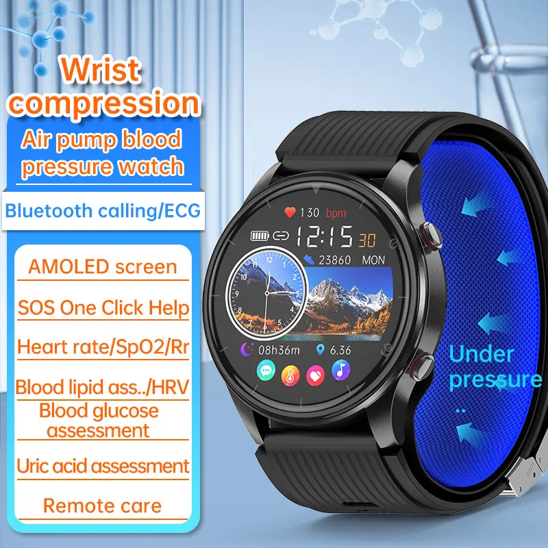

Medical Device P700 Air Pump Accurate Blood Pressure Monitor ECG Smart Watch Body Temperature Heart Rate Healthcare Smartwatch