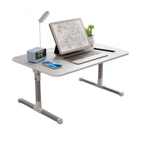 Escritorio de colo con luz LED, soporte de cama ajustable para ordenador portátil, bandeja de cama para ordenador portátil con patas plegables, carga USB