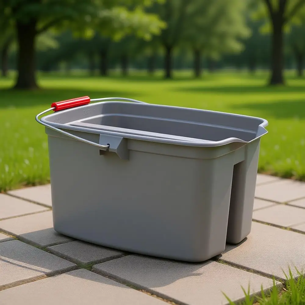 

Пластиковый контейнер для уборки с двумя отсеками, 19 кварт, серый, с ручкой для удобной переноски и хранения в ванной или на кухне