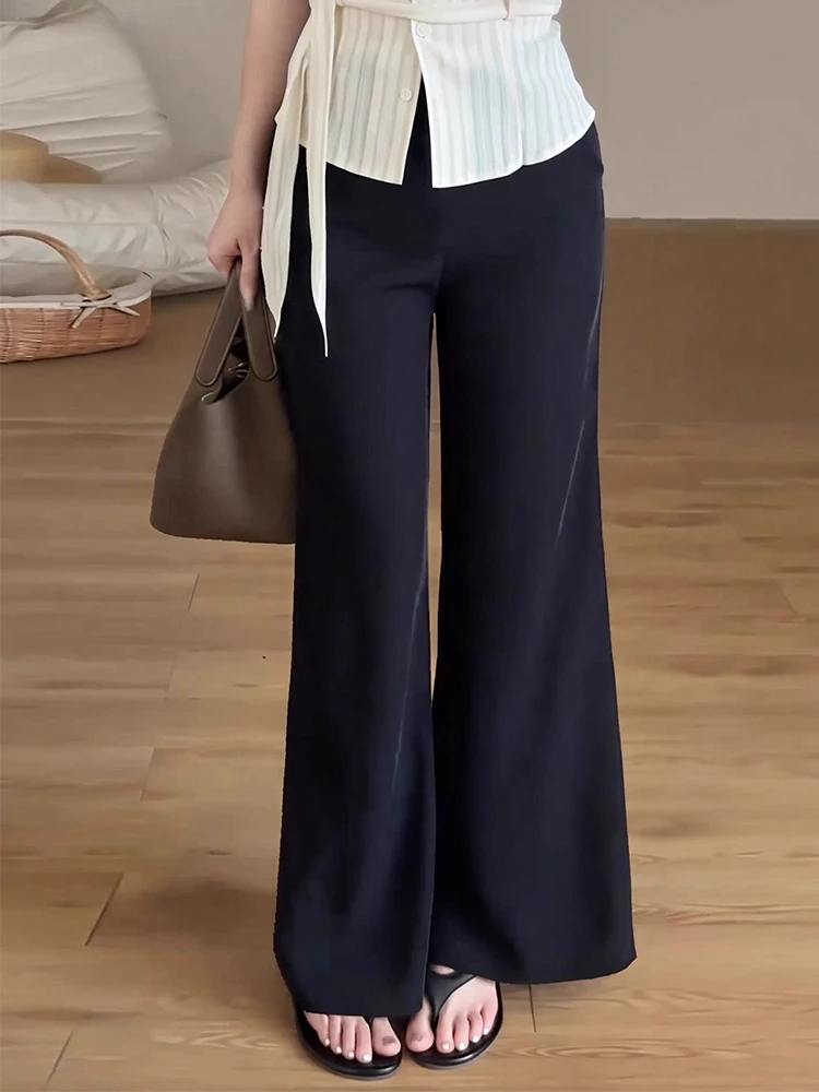 하이웨이스트 플레어 캐주얼 팬츠 여성용 신축성 루즈핏 가을 신상 슬림핏 플러스 사이즈 몸매 가리기 작은 사이즈