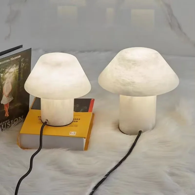 Artsolute Dimmable Warm LED Table Lamp Handcrafted Modern Design Alabaster Electric 15-25 Days Delivery for Bedside Living Room