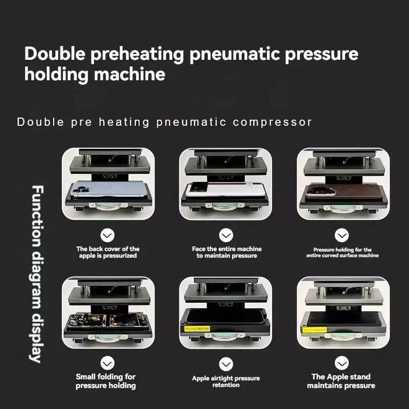 Double Preheating Pneumatic Pressure Holding Machine Air Sealing Recovery Device Suitable for Mobile Phone Stands / Rear Covers