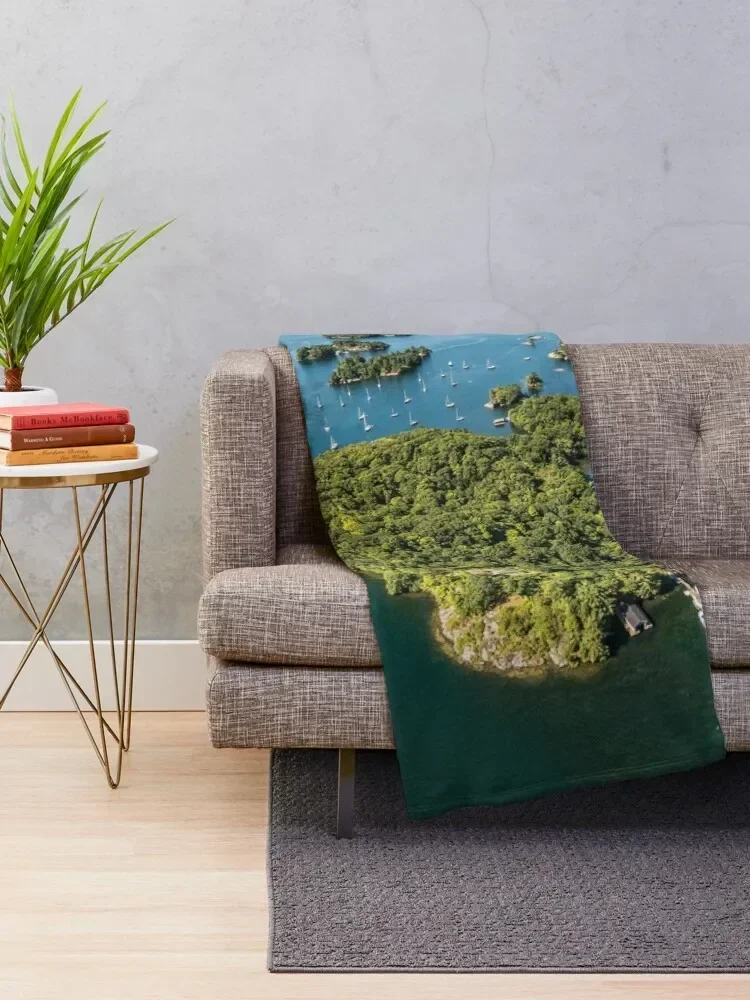 Thousand Islands and the St. Lawrence River in Gananoque, Canada Throw Blanket Heavy Fashion Sofas Vintage Blankets