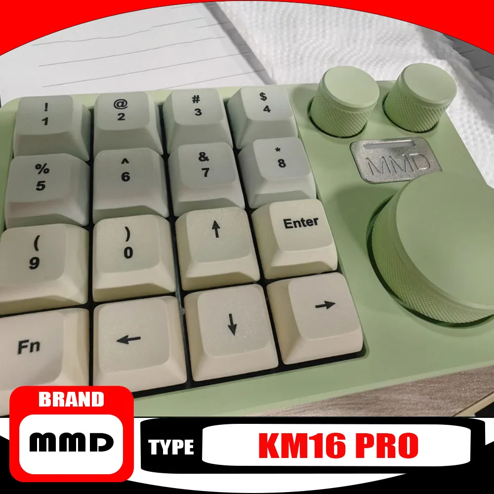 

MMD KM16 Pro Mechanical Keyboard Gasket Hot Swap Aluminum Alloy Three-Knob Designer PS PR C4D Editing Mini Keyboard Three-Mode