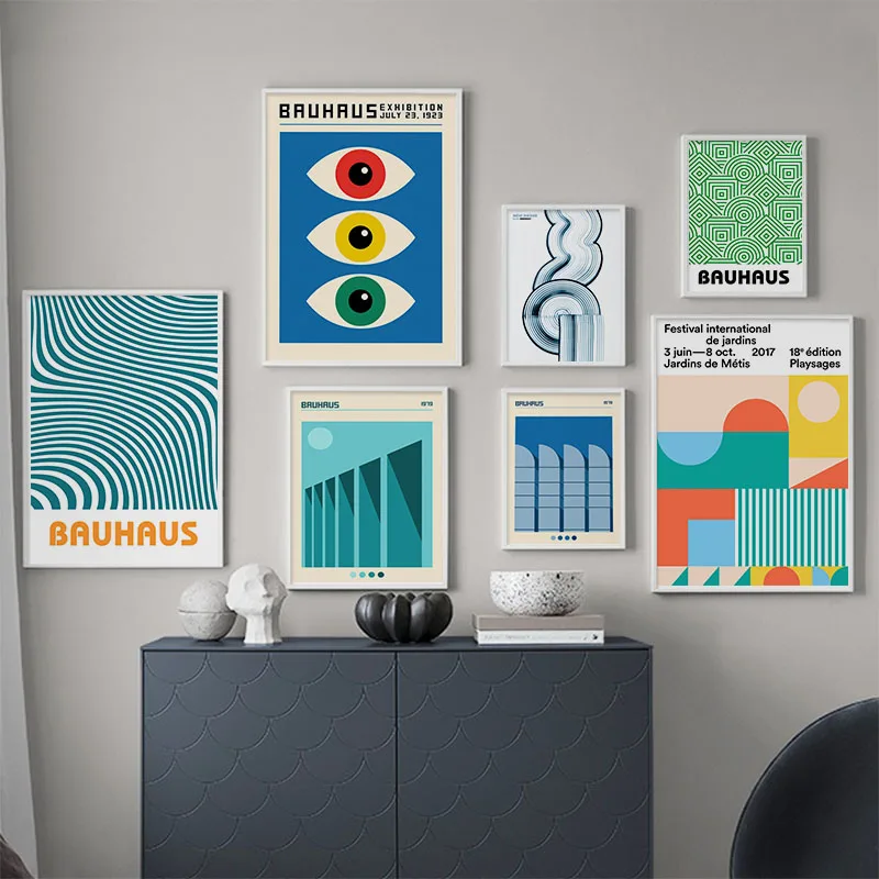 Modern Abstract Bauhaus Lines Eye Geometric Wall Art Canvas Painting Nordic Posters and Prints Pictures For Living Room Decor
