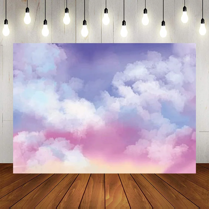 Colorful Sky Background Photography Pink Purple Gradient Cloud Backdrop Wedding Birthday Party Decorations Photo Banner Props