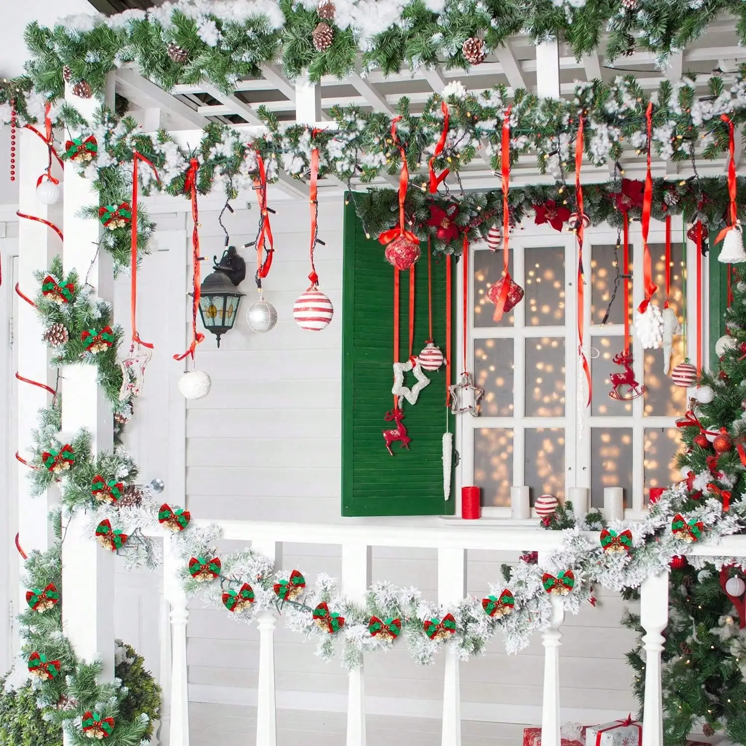 Weihnachtsschleifen mit Glocken zum Basteln, Weihnachtsschmuck, Mini-Schleifen in großen Mengen für Weihnachtsbaumschmuck/Geschenkverpackungen/Kränze – Detail 9