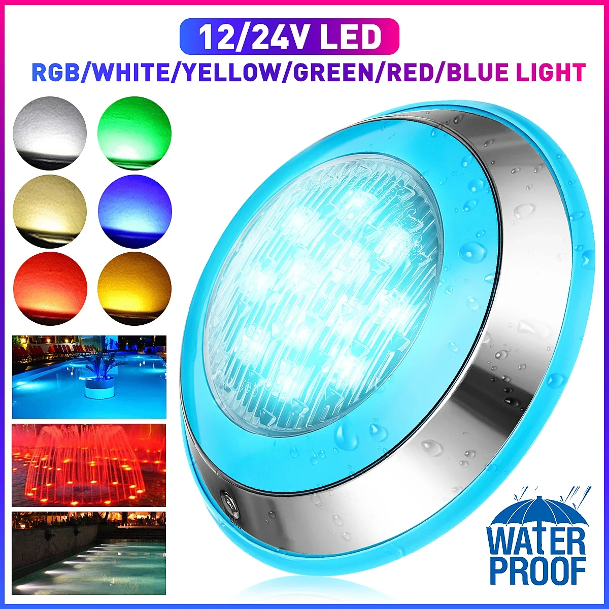 Imagem -02 - Impermeável Led Piscina Luz Iluminação Exterior Subaquática Fontes Lâmpada Jardim Pond Luz 12 v 24v