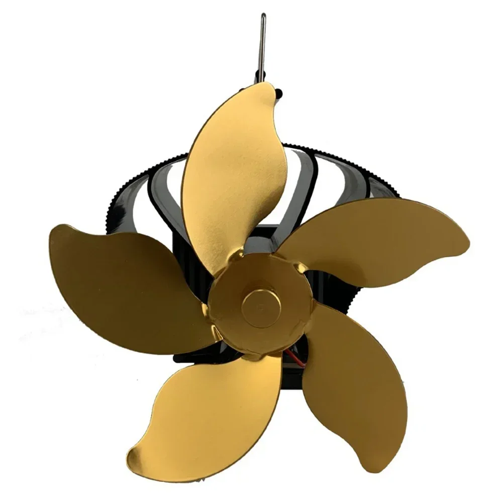 

Golden Fan Leaves Heat Powered Stove Fan Sturdy Aluminum Alloy Easy Installation Process Economical Wood Usage Efficient Airflow