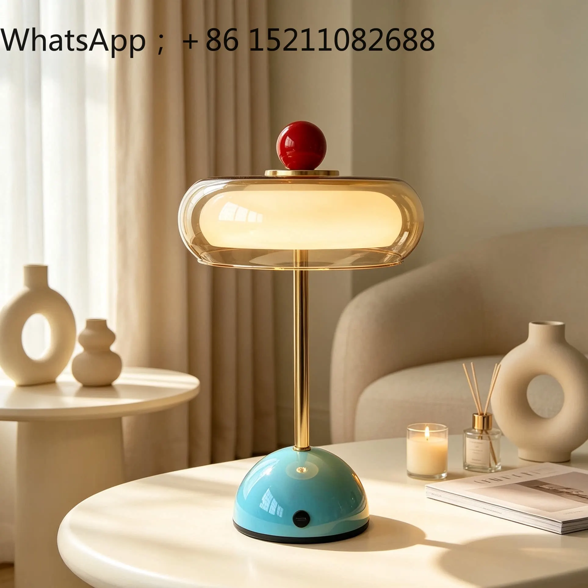LLY Macaron charging bedside study touch atmosphere retro contrasting color premium light luxury ornament