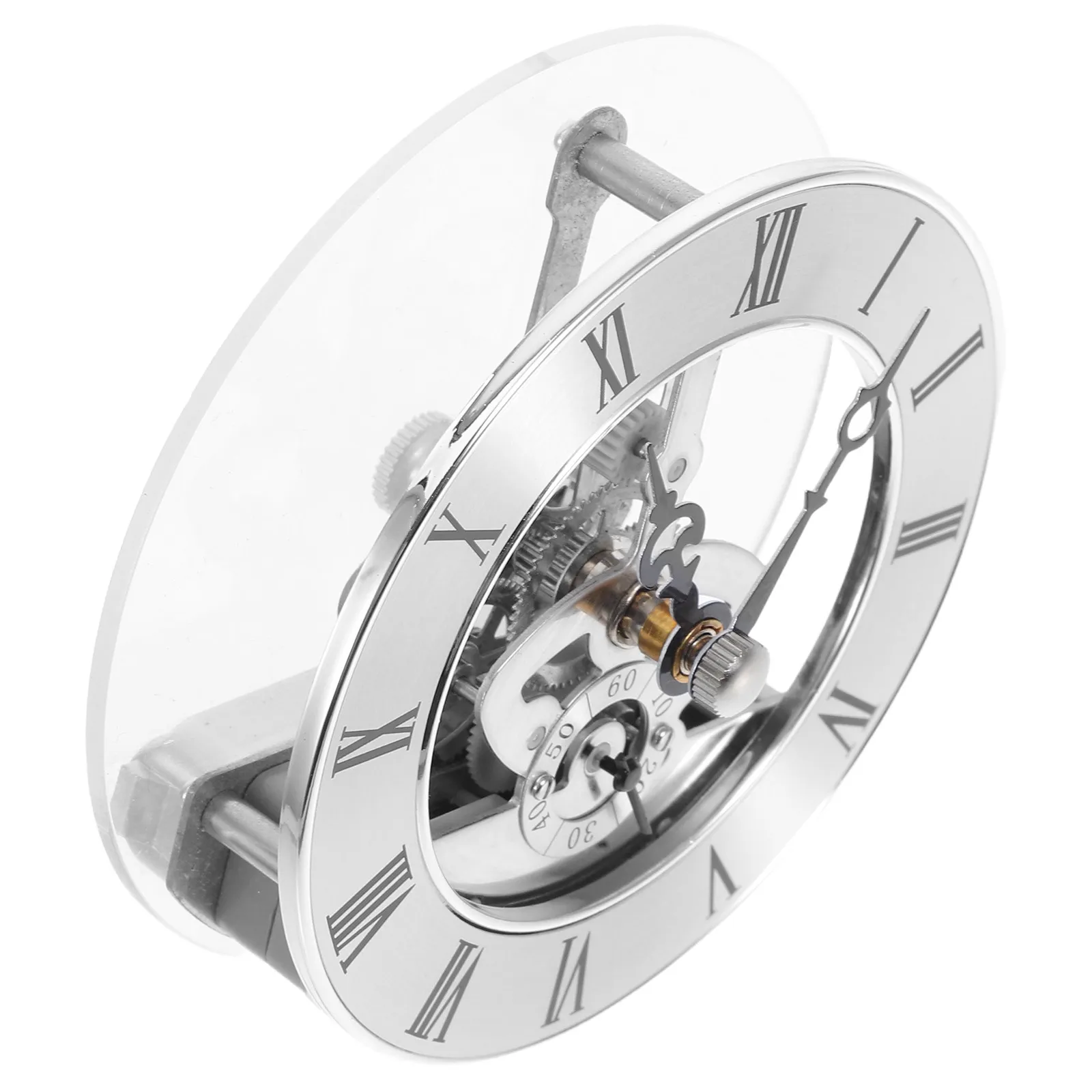 Transparent Clock Insert 86Mm Metal Inlay Visible Gear Mechanism DIY Wall Clock Replacement Roman Numerals Quartz