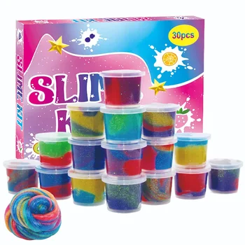 Slime Charm kit 30pcs starry sky mud crystal mud pearl light mixed color jelly colored mud children&#x27;s puzzle slime fluffy toys