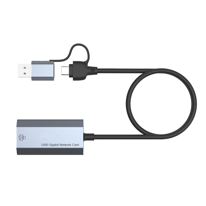 10/100/1000mbps USB Gigabit Network Card USB-C cable RJ-45 LAN Adapter Fast Ethernet game network adapter USB-C+USB3.0 lan card