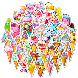 50pcs Colorful Sweet Summer Cone Chocolate Ice Cream Pink Cute Style Graffiti Waterproof Sticker