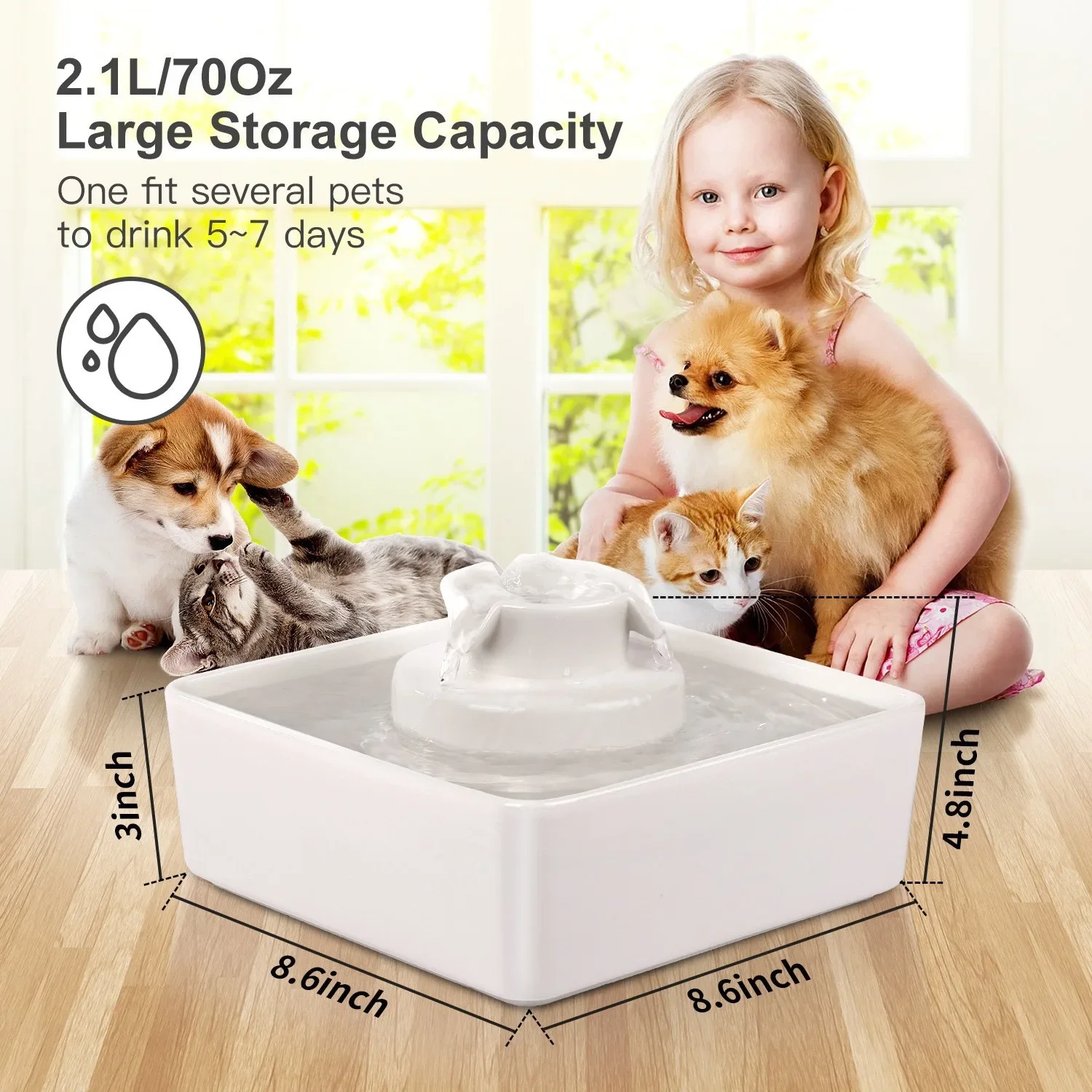 Ceramic Automatic Cat Water Dispenser Pet Water Fountain Creative Cute 5-Layer Filtration Mute Dogs Dispenser Drinking Feeder