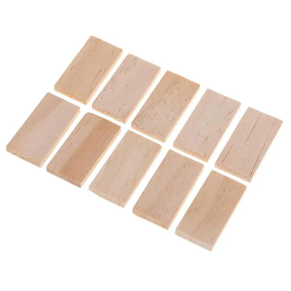 

10pcs Blank Unfinished Wood Pieces Cutout Tiles, Natural Rustic Craft